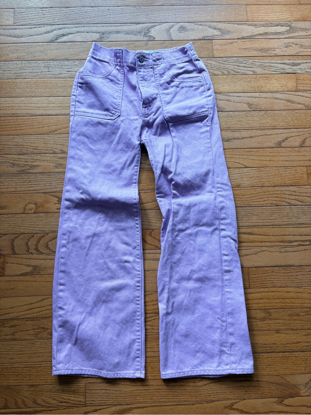 Girls Lavender High-Rise Wide-Leg Jeans